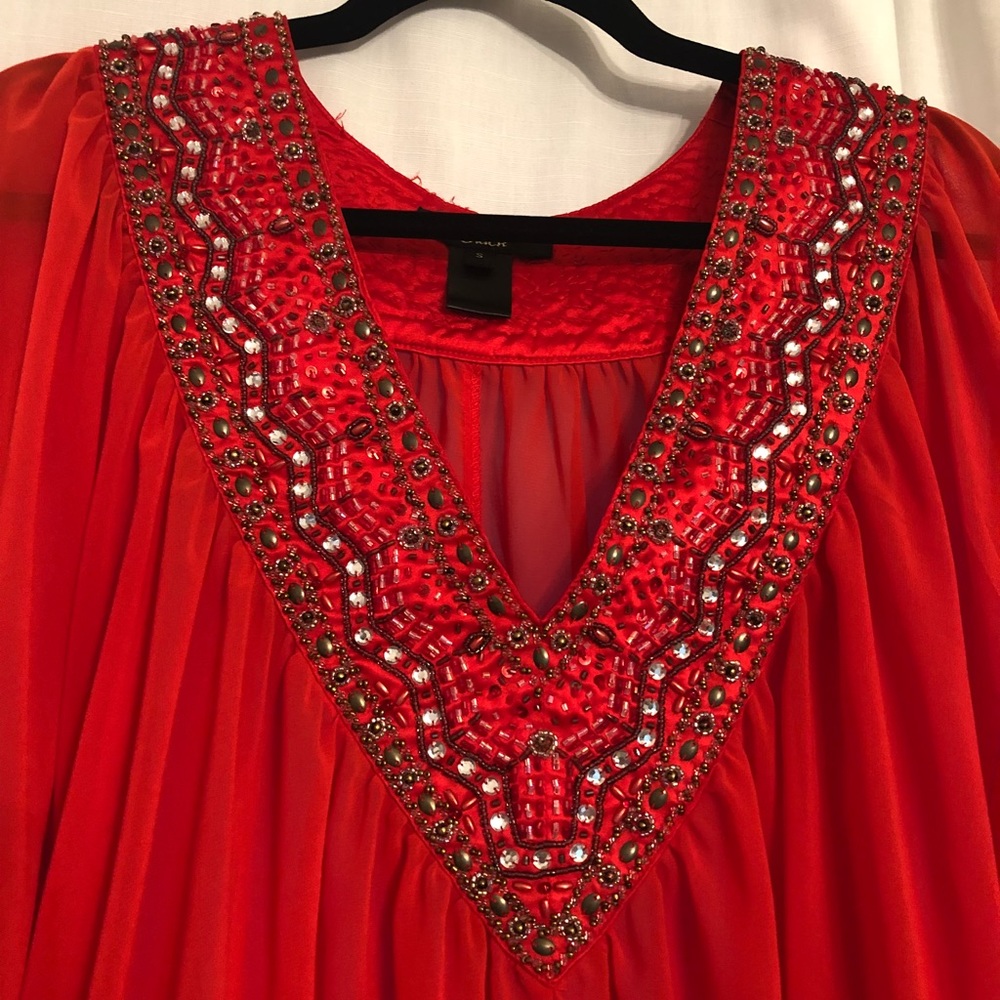 Red/Orange Embellished Blouse